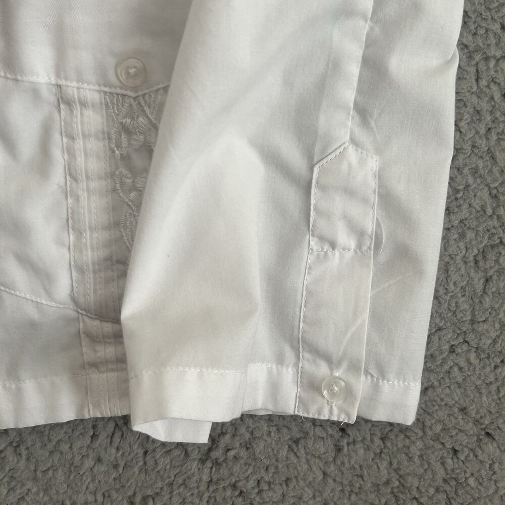 Maximos Yucatan Guayabera Shirt Adult XL White Polyester Blend 4 Pocket Mexico - Picture 9 of 14